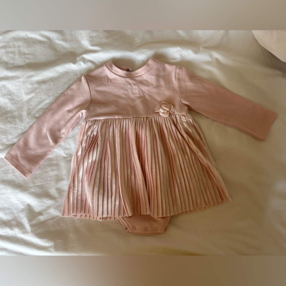 Mayoral Pink Long Sleeve Dress with Pleated Design
